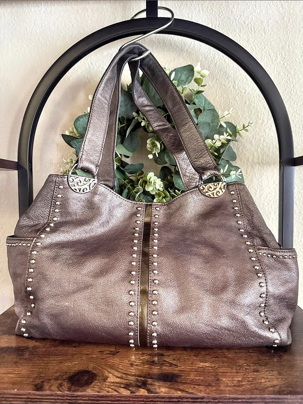 Brighton Studded Shoulder Bag in Metallic